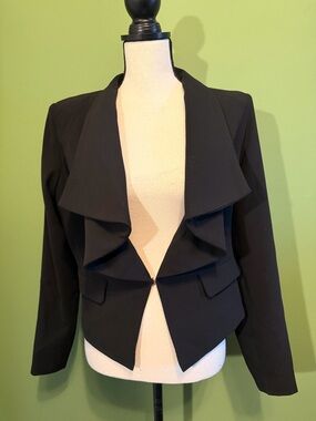 Cartise Black Women's Cascade Front Blazer Jacket